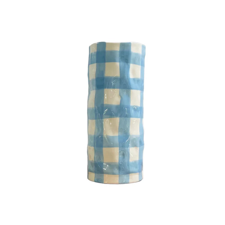 Medium Vase - Cornflower Blue Gingham