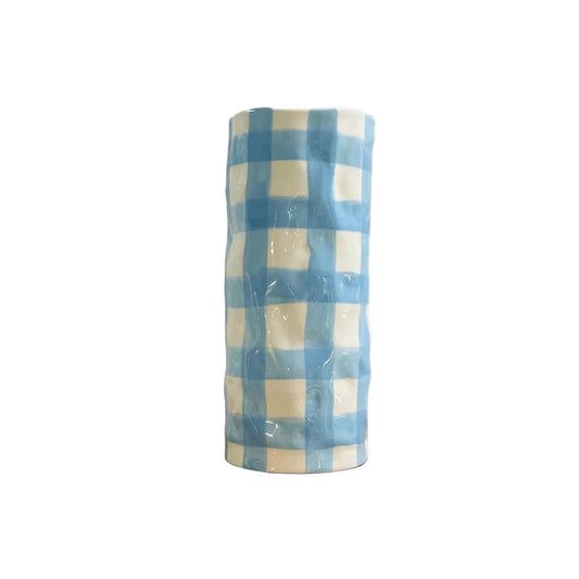 Medium Vase - Cornflower Blue Gingham
