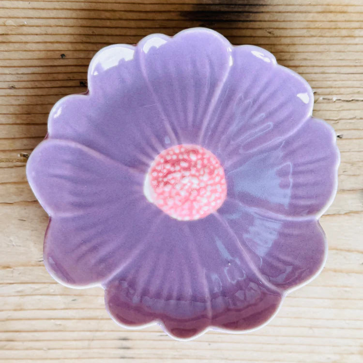 Flower Trinket Dish - Purple with Pink Centre