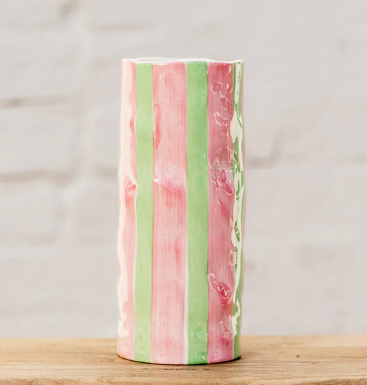Large Vase - Pink and Mint Green Stripe