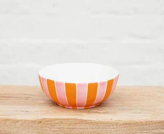 Medium Bowl - Pink and Orange Stripe