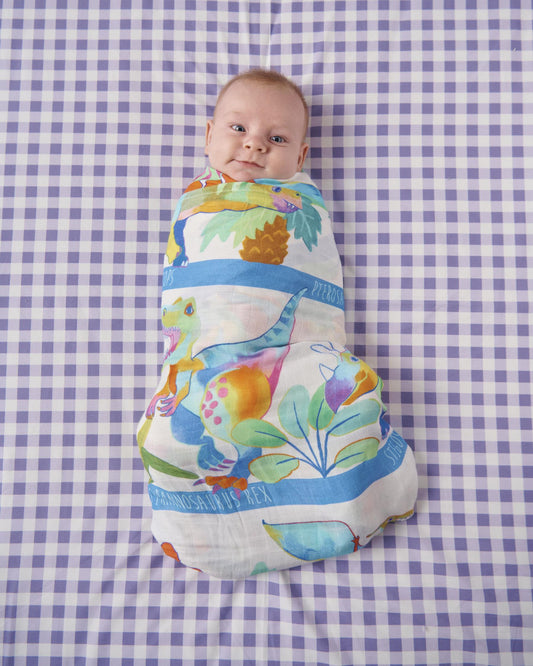 Dino Safari Bamboo Swaddle