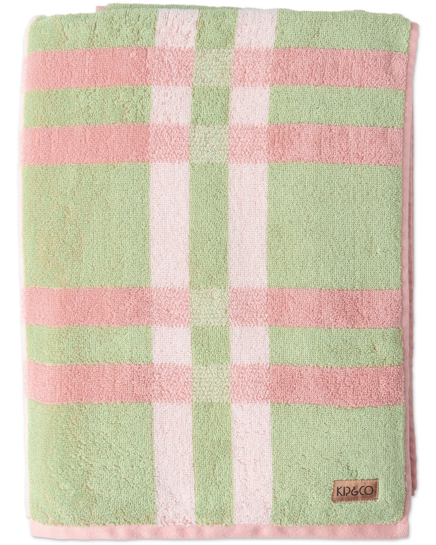 Pistachio Tartan Terry Bath Sheet / Beach Towel