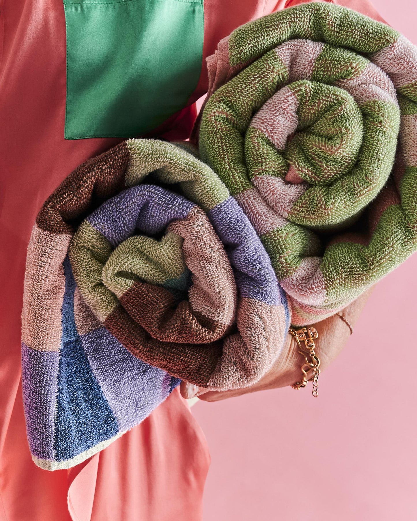 Pistachio Tartan Terry Bath Sheet / Beach Towel