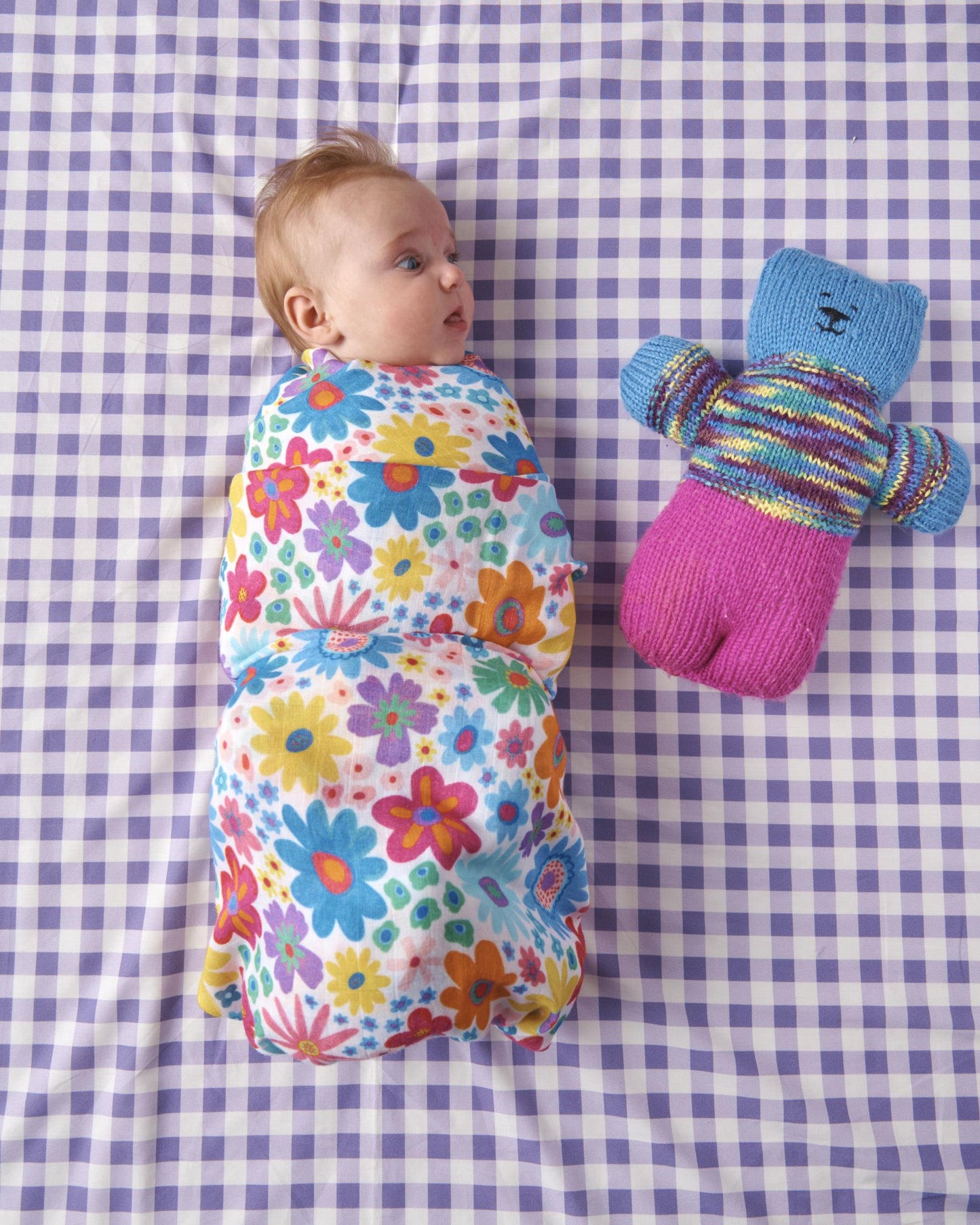 Rainbow Flowers Bamboo Swaddle