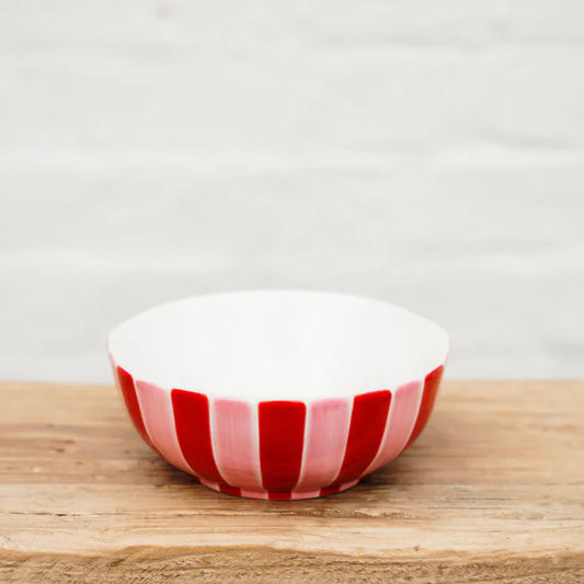 Medium Bowl - Red and Pink Stripe