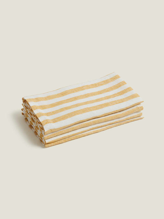 100% Linen Napkin Set (4 units) in Yellow Stripes