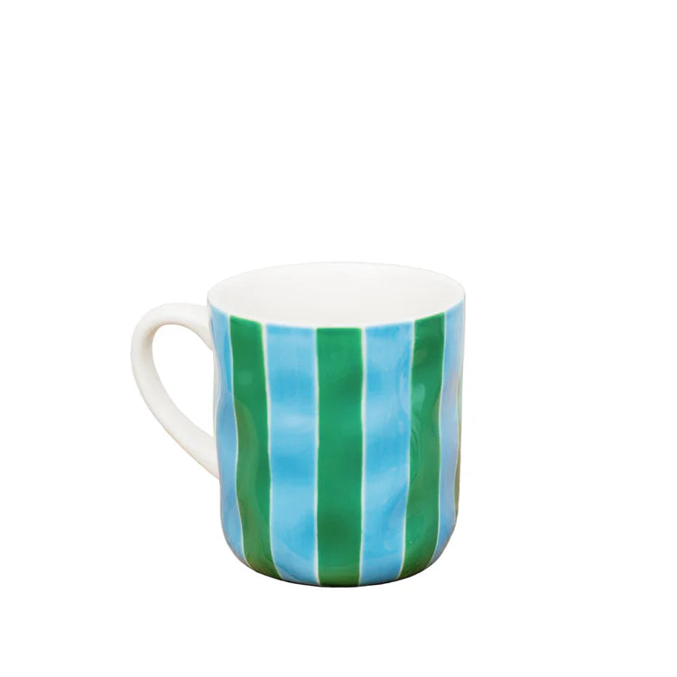 Mug - Green and Cornflower Blue Stripe