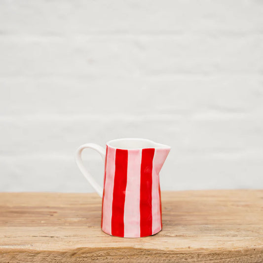 Milk Jug - Pink and Red Stripes