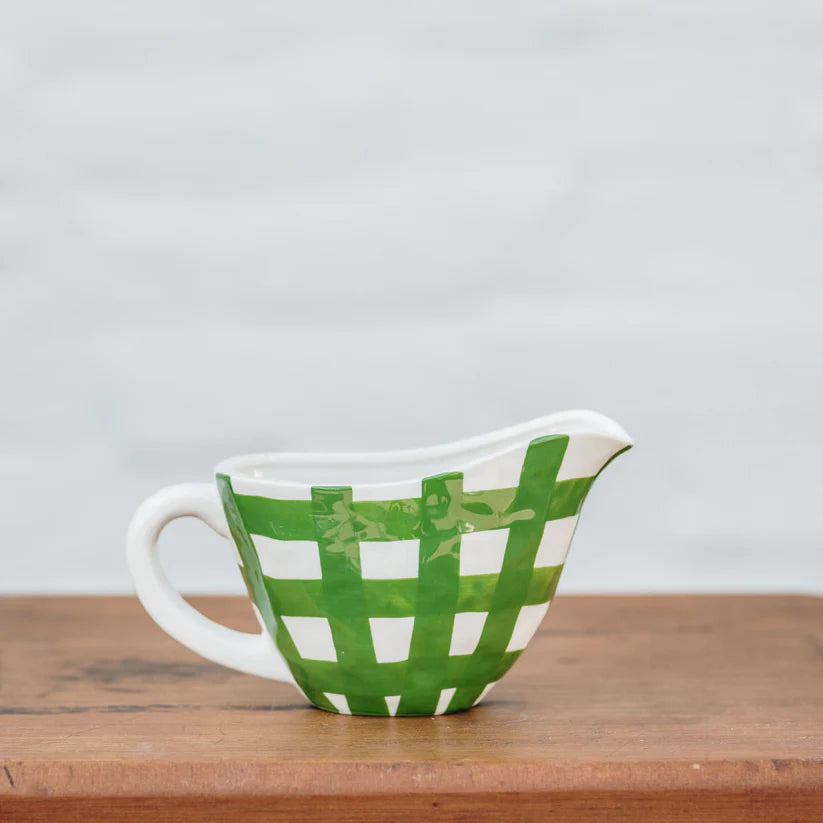 Forest Green Gingham Gravy Jug