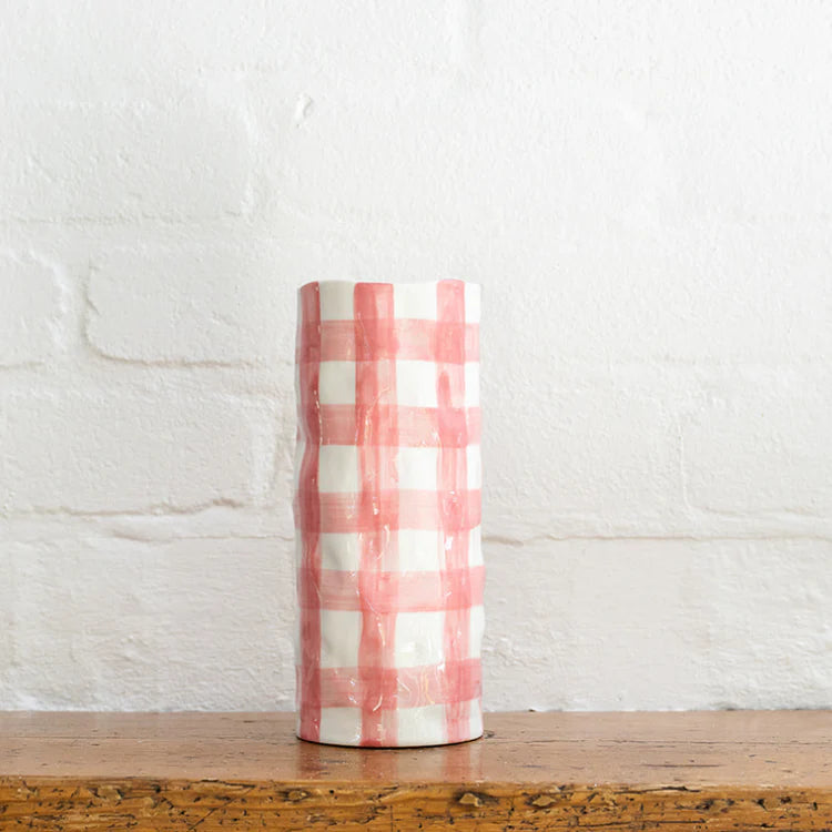 Medium Vase - Pink Gingham