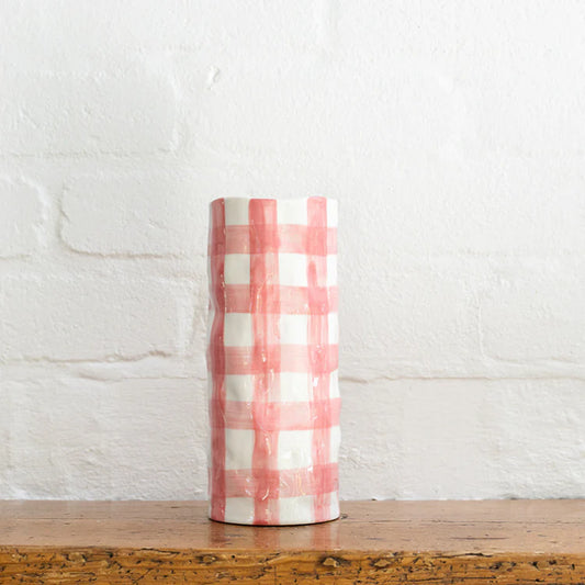 Medium Vase - Pink Gingham