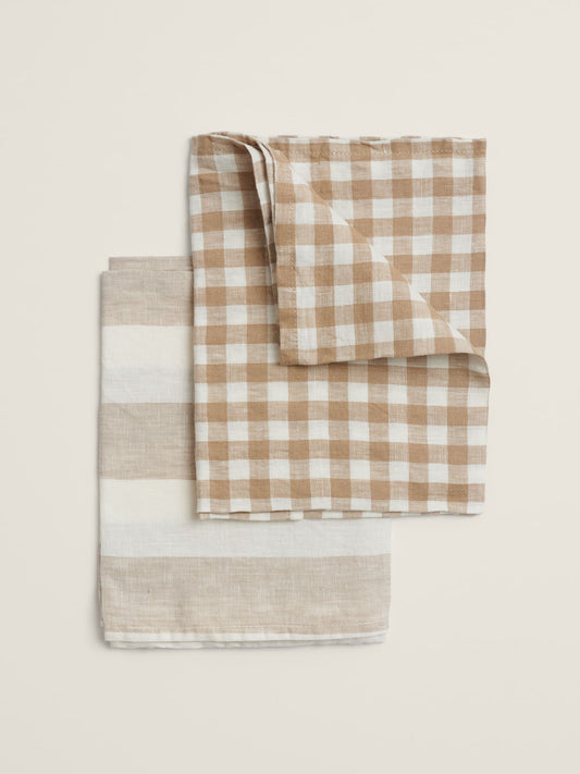 Natural Linen Tea Towel Set