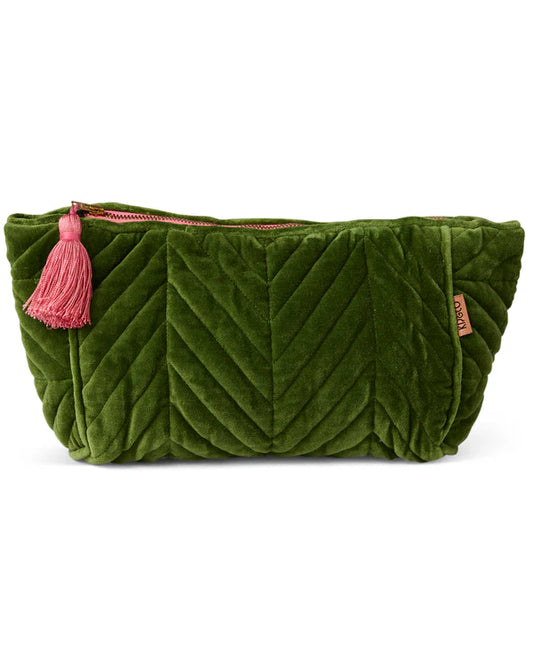 Moss Velvet Toiletry Bag