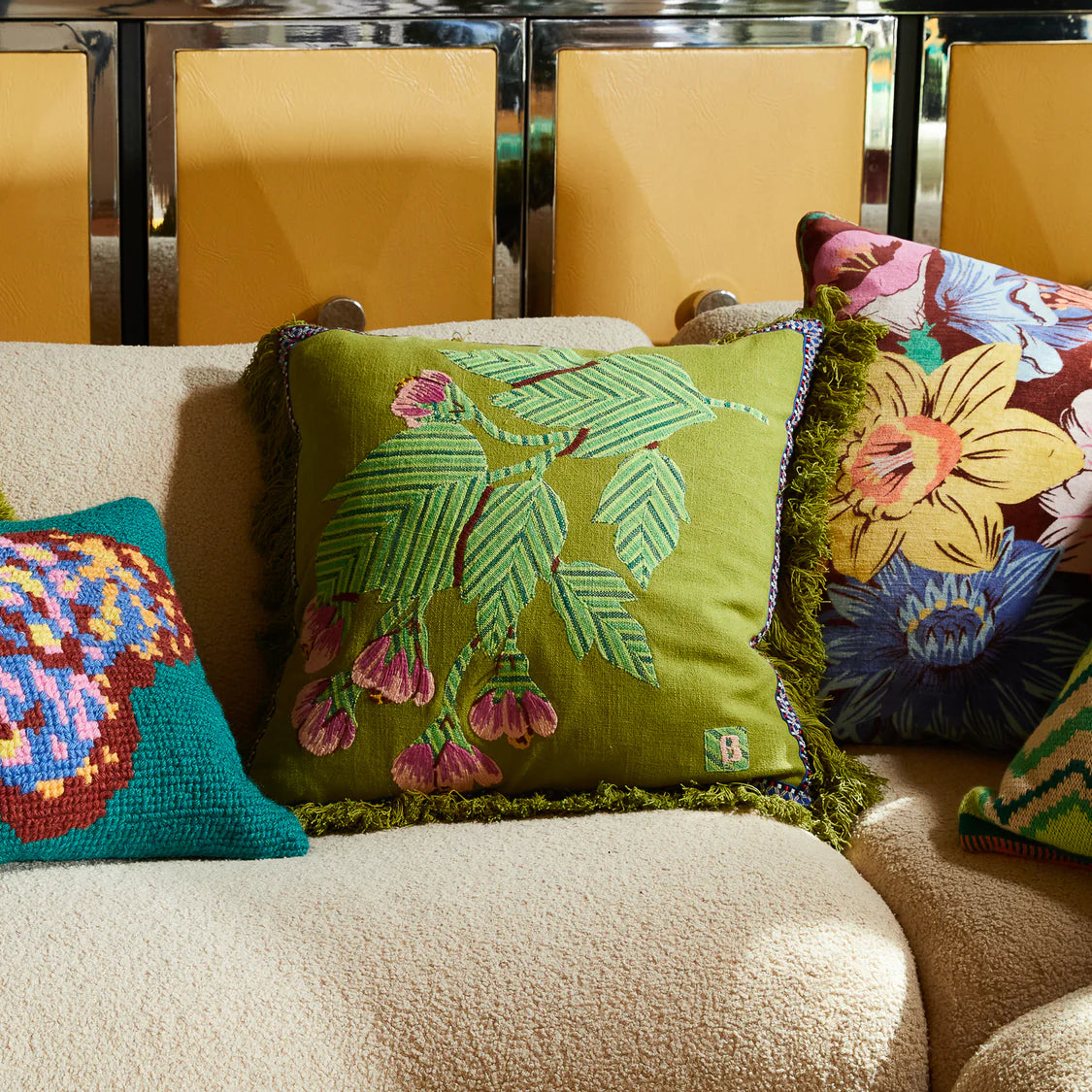Vivi Applique Cushion - Juniper