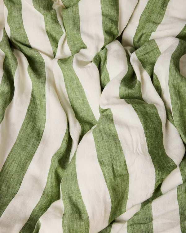 Moss Stripe Linen European Pillowcases (2P)