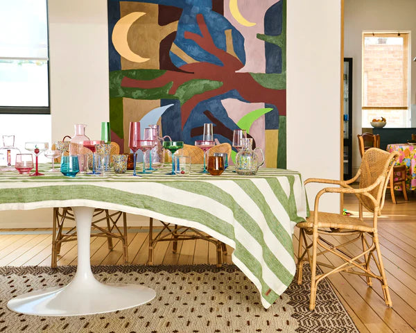 Moss Stripe Tablecloth Large Rectangle