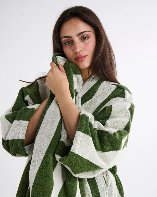 Moss Stripe Terry Bath Sheet / Beach Towel