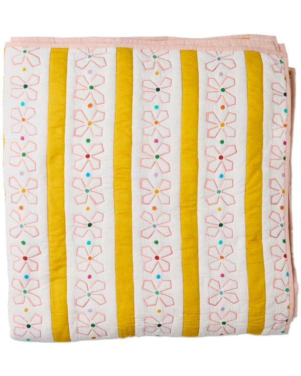 Kip & Co x Anna Spiro Daisy Chain Organic Cotton Quilted Bedspread - Large