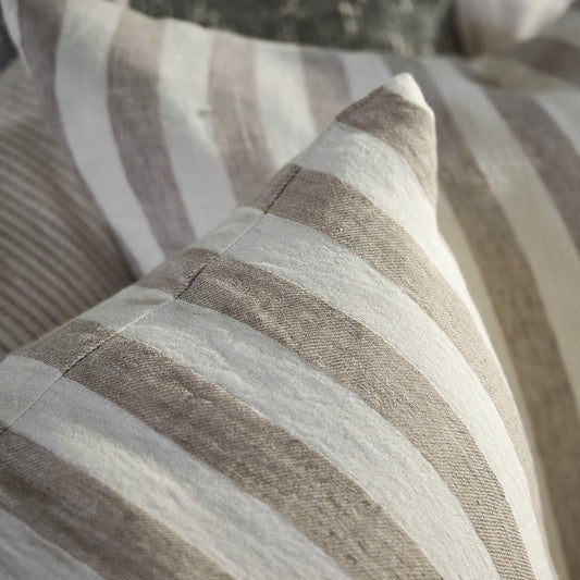 Santi Linen Cushion - Off White / Natural Stripe 50 x 50cm
