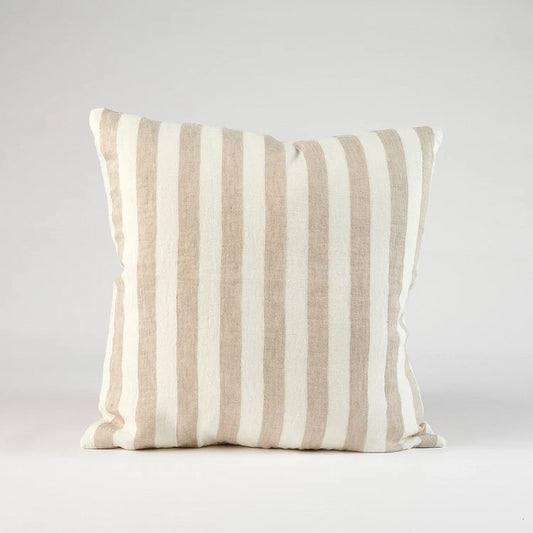 Santi Linen Cushion - Off White / Natural Stripe 50 x 50cm