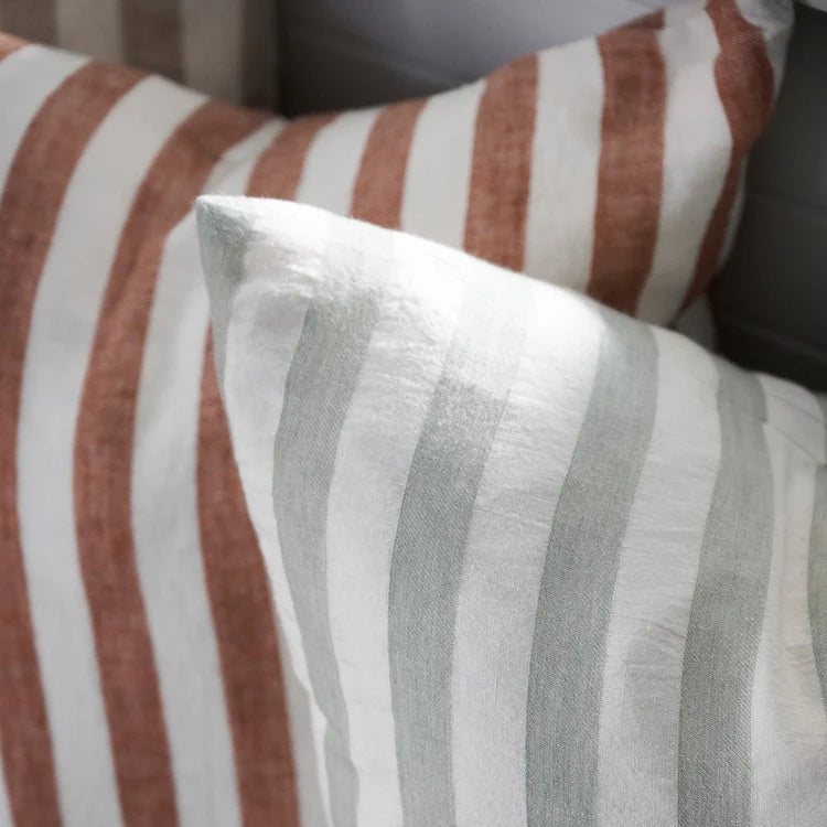 Santi Linen Cushion - Off White / Nutmeg Stripe 50x50cm