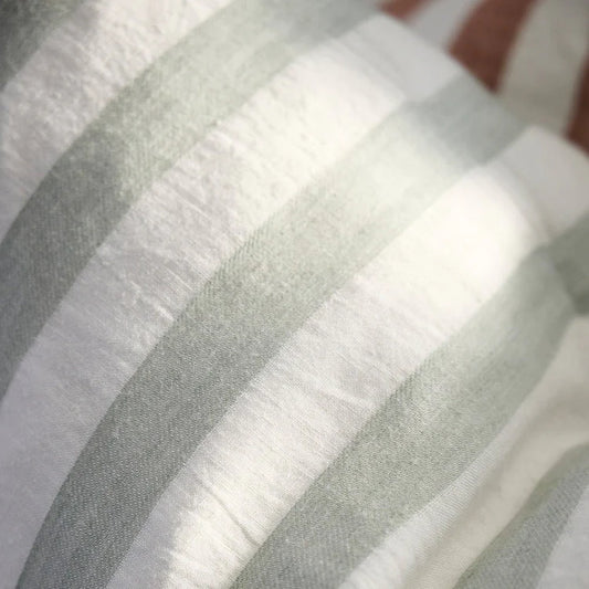 Santi Linen Cushion - Off White/Pistachio Stripe 40x60cm