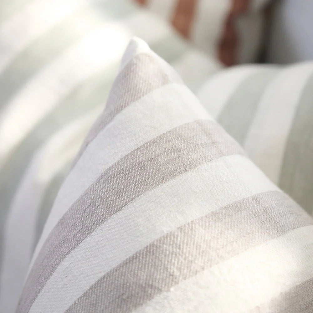 Santi Linen Cushion - Off White / Silver Stripe 50 x 50cm