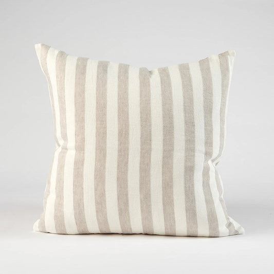 Santi Linen Cushion - Off White / Silver Stripe 50 x 50cm