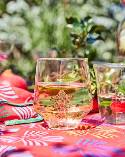 Tickled Pink Christmas Tumbler Glass 2P Set