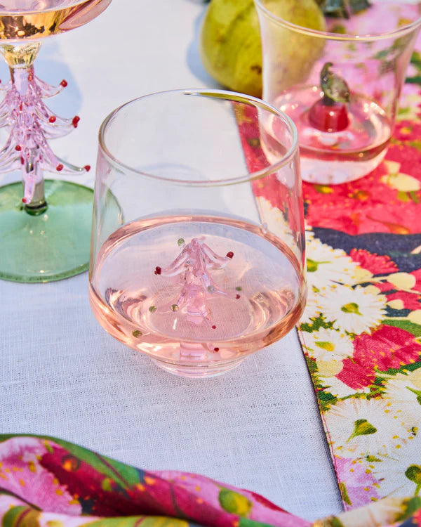 Tickled Pink Christmas Tumbler Glass 2P Set