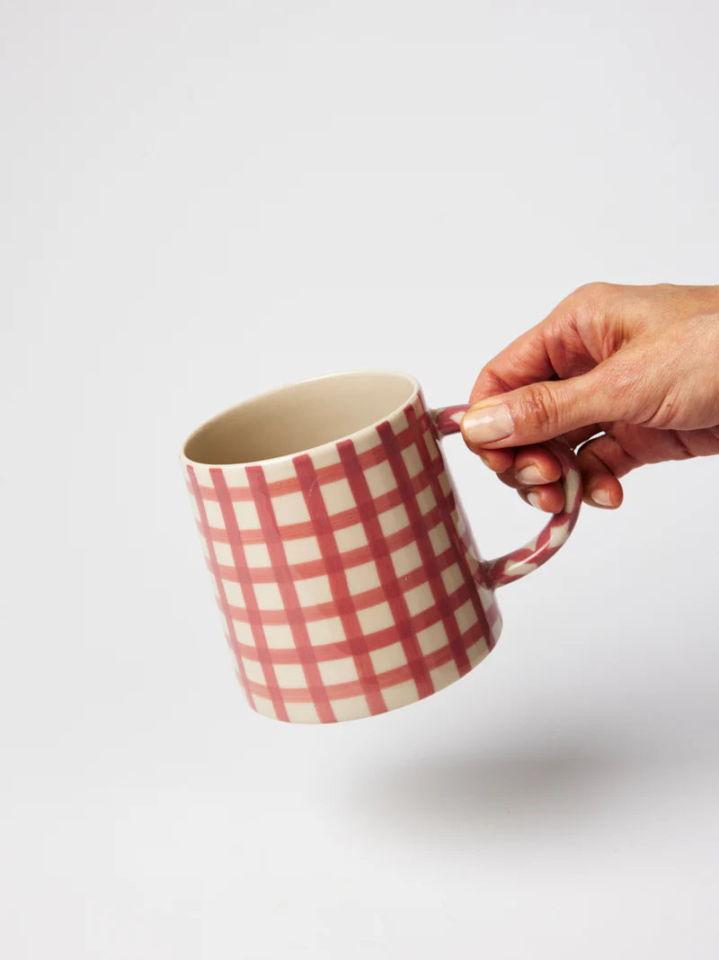 Larder Check Mug Pink
