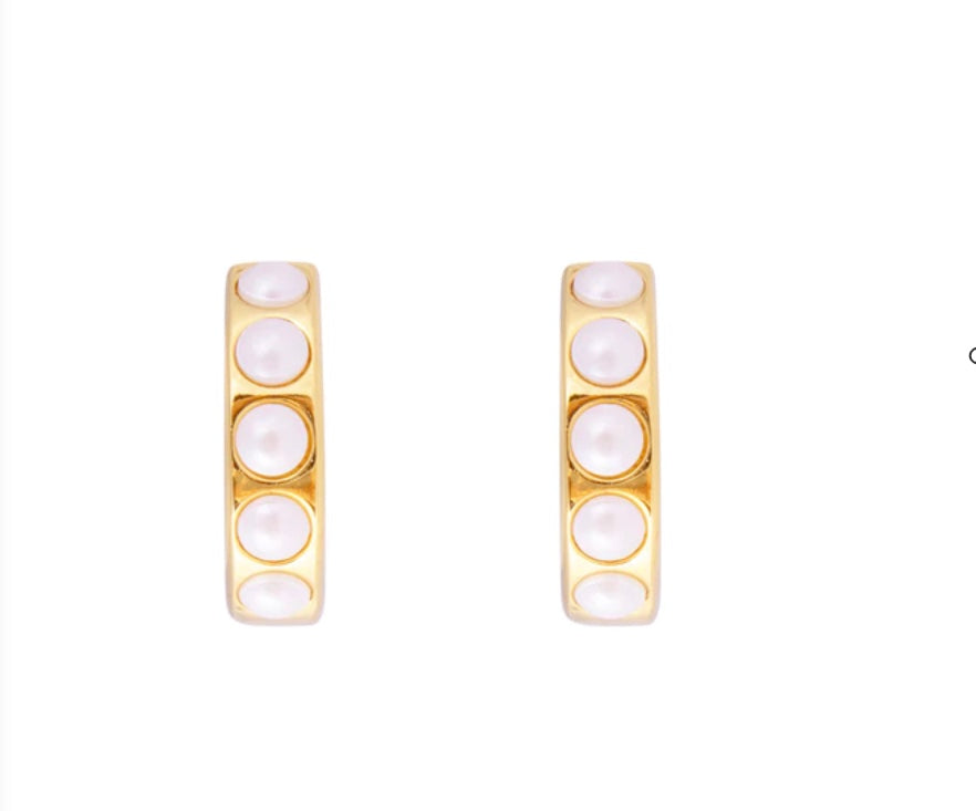 Crystal Pearl Midi Hoops
