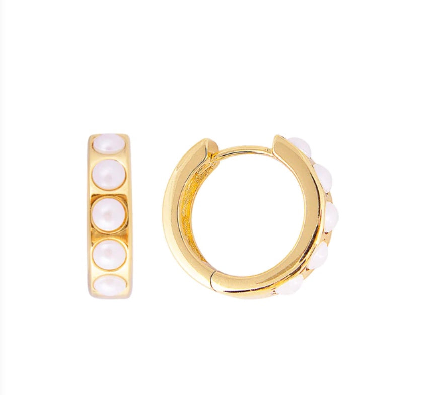 Crystal Pearl Midi Hoops